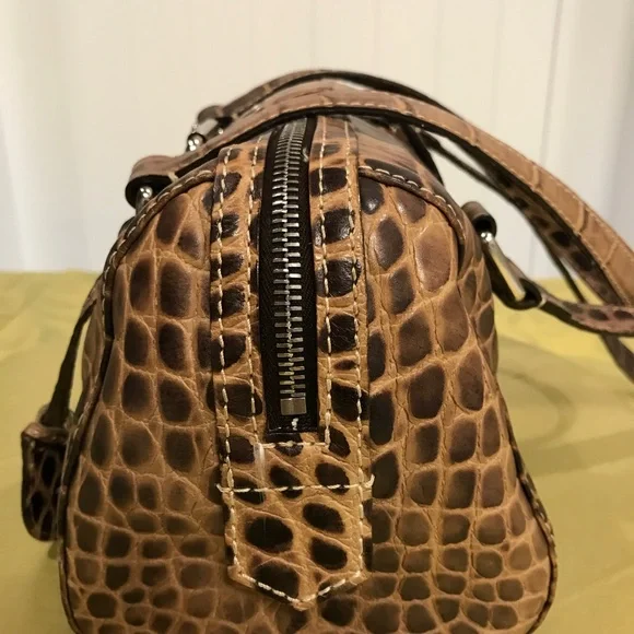 Dooney & Bourke Brown Croc Embossed Bag - Picture 2 of 14